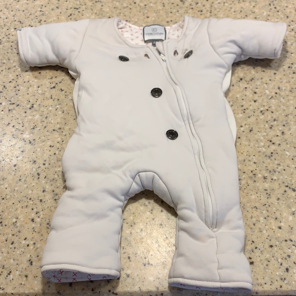 Crib culture swaddle transition suit (similar to Merlin magic sleep suit)
